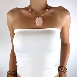 Vintage Gold Wire Pink Pendant Necklace - Elegant Bohemian Fairycore Jewelry